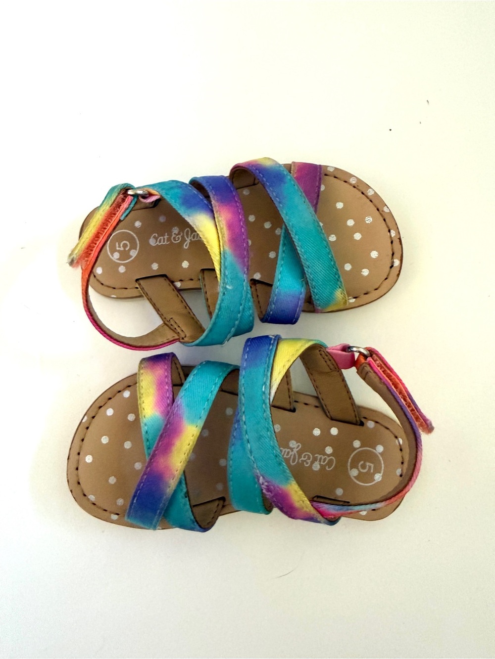 Cat & Jack Rainbow Strappy Sandals Toddler Girls Size 5 Colorful Summer Shoes